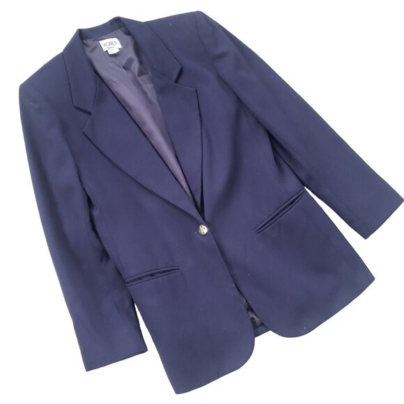 Vintage 80s Navy Blazer Women's 8 - Picture 1 of 11